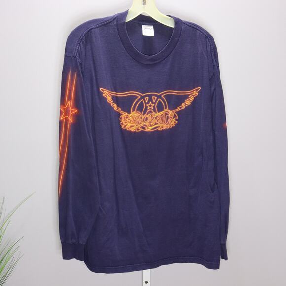 Vintage Aerosmith Long Sleeve Shirt Size L Delta Pro Weight USA Made - Picture 1 of 4